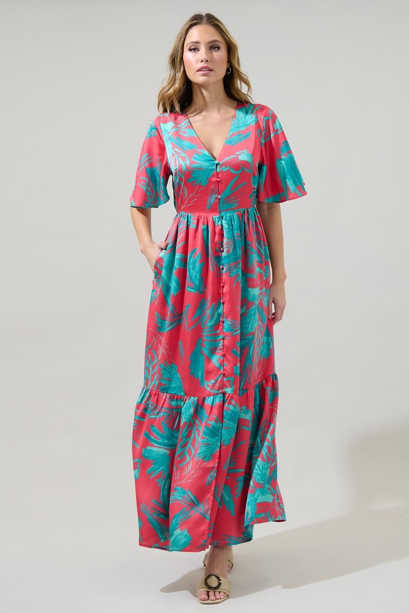 Palm Button Down Maxi Dress