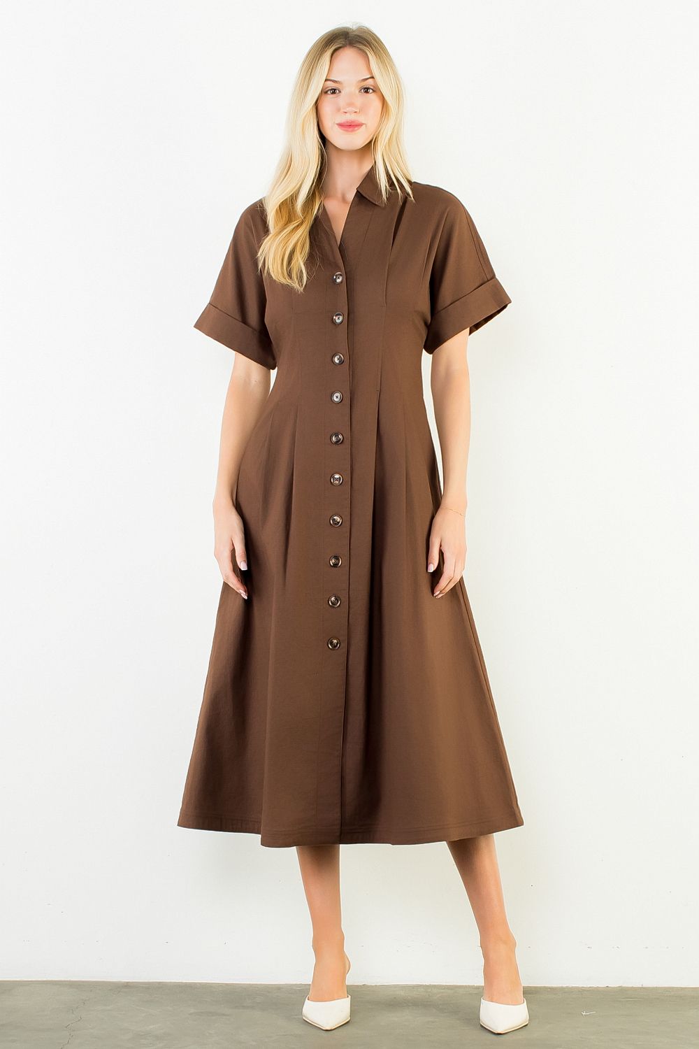 SS Brown Button Down Dress