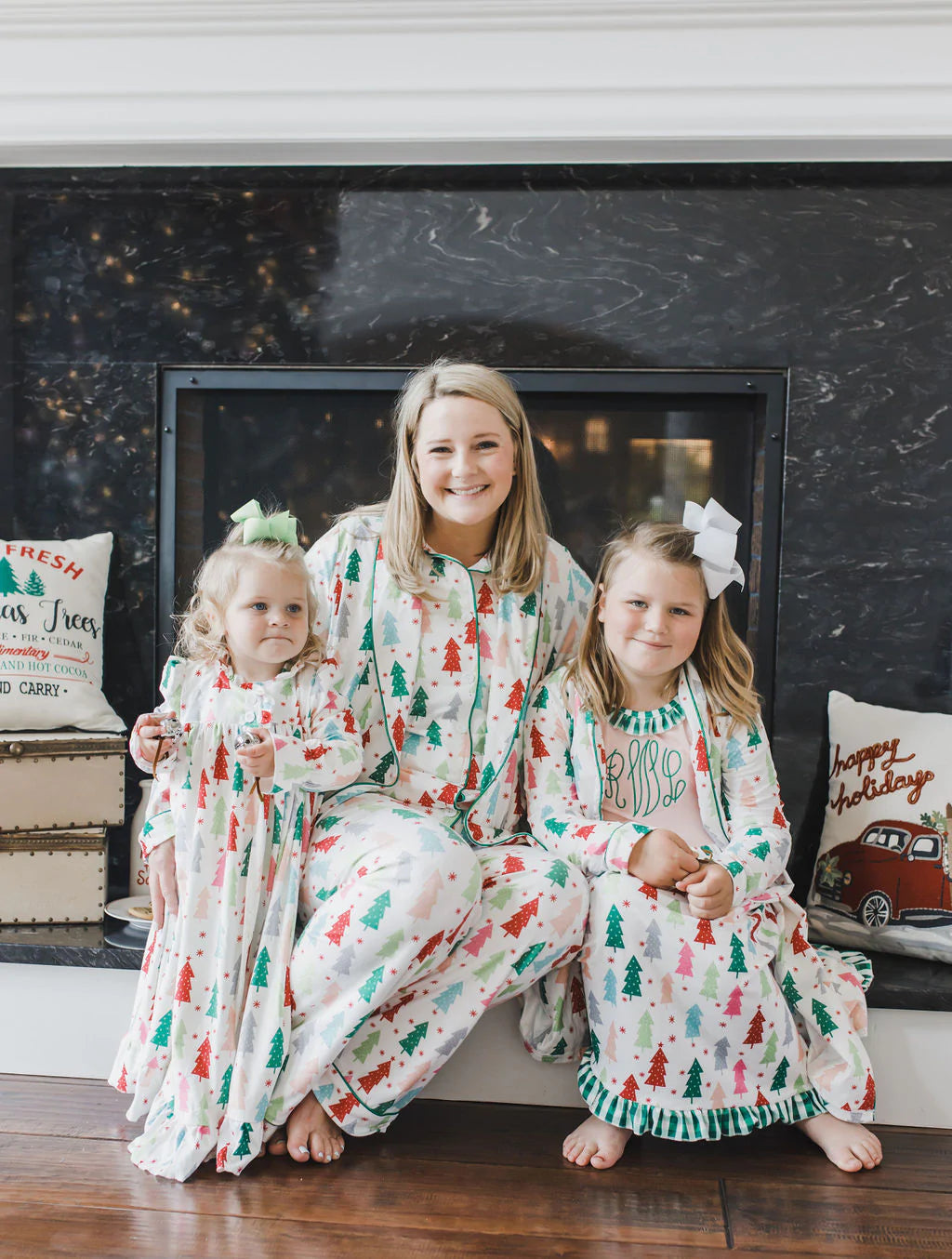 Festive Trees Button Down Pajamas - Infant/Toddler/Youth