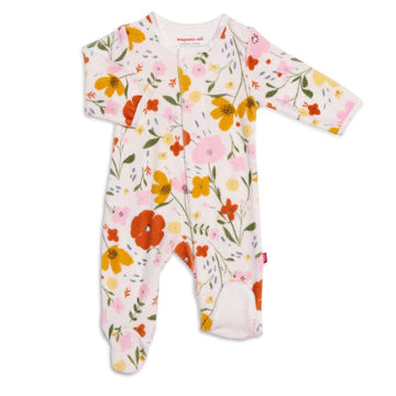 Posies Floral Velour Magnetic Footie by Magnetic Me