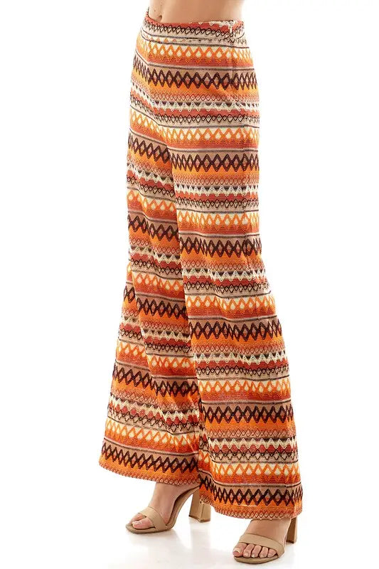 Knit Striped Aztec Patterned Pants
