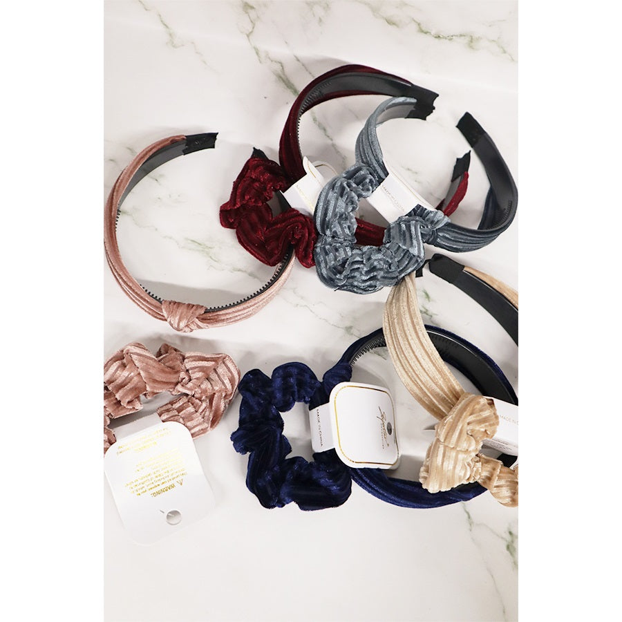 Velvet Knot Headband with Scrunchie Set